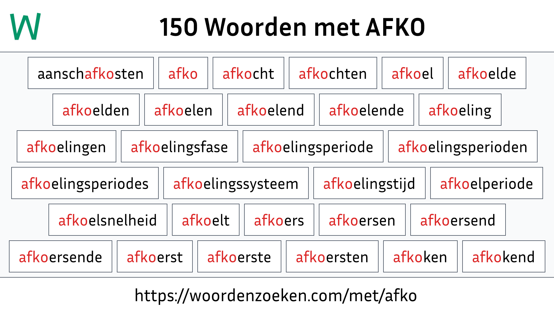 Woorden met AFKO
