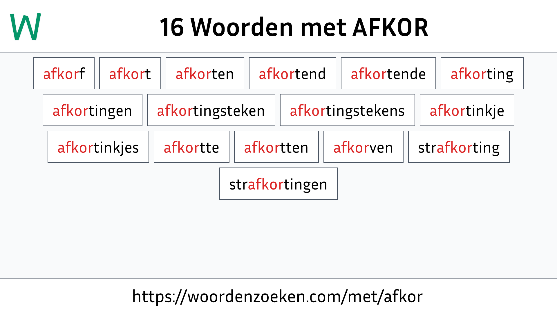 Woorden met AFKOR