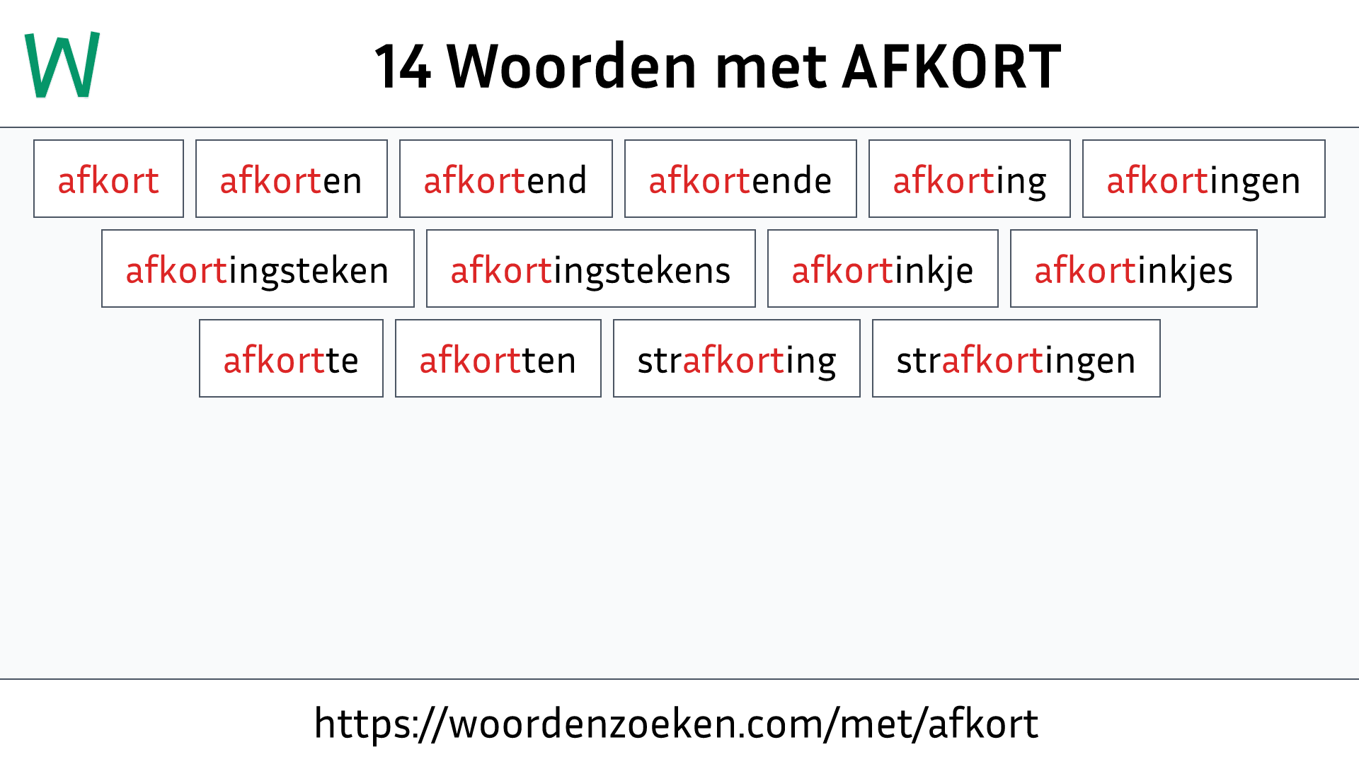 Woorden met AFKORT
