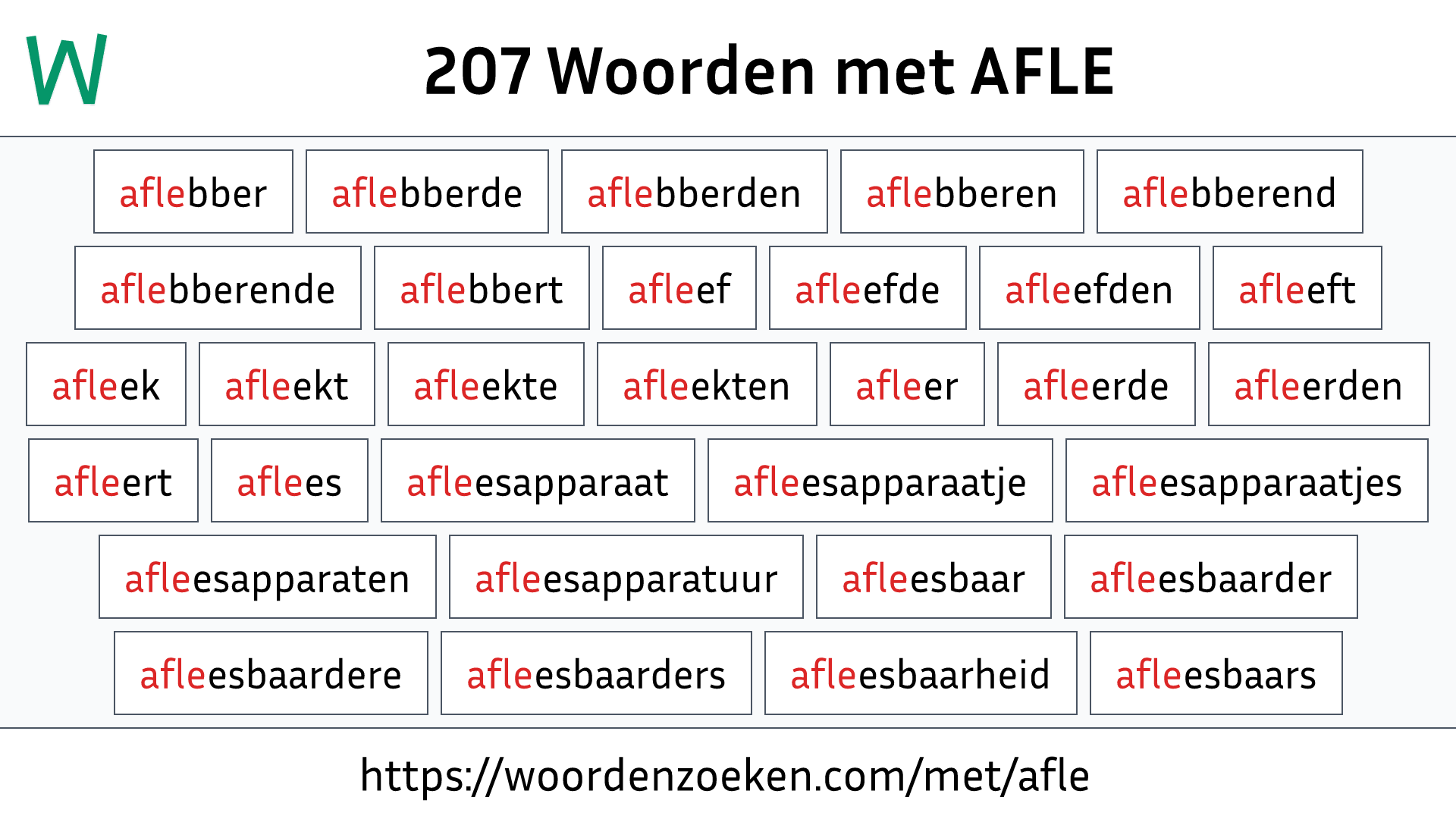 Woorden met AFLE