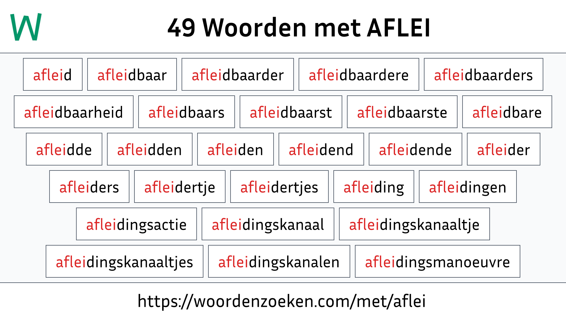 Woorden met AFLEI