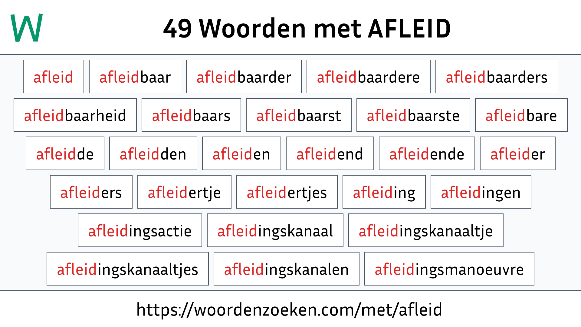 Woorden met AFLEID