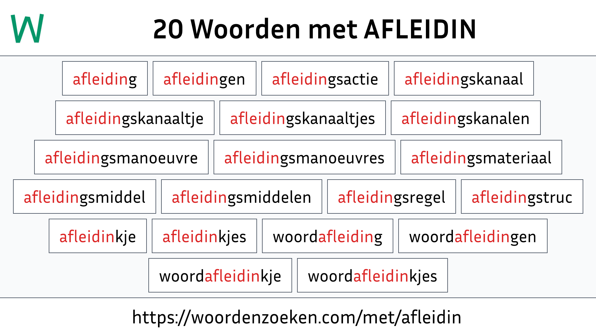 Woorden met AFLEIDIN