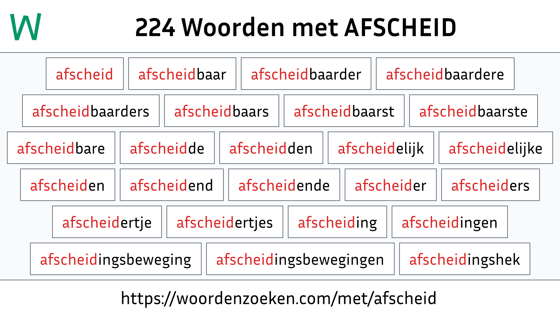 Woorden met AFSCHEID