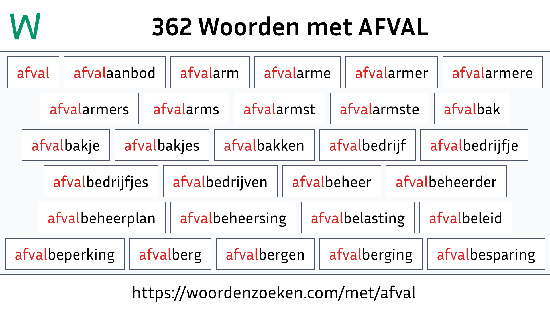 Woorden met AFVAL