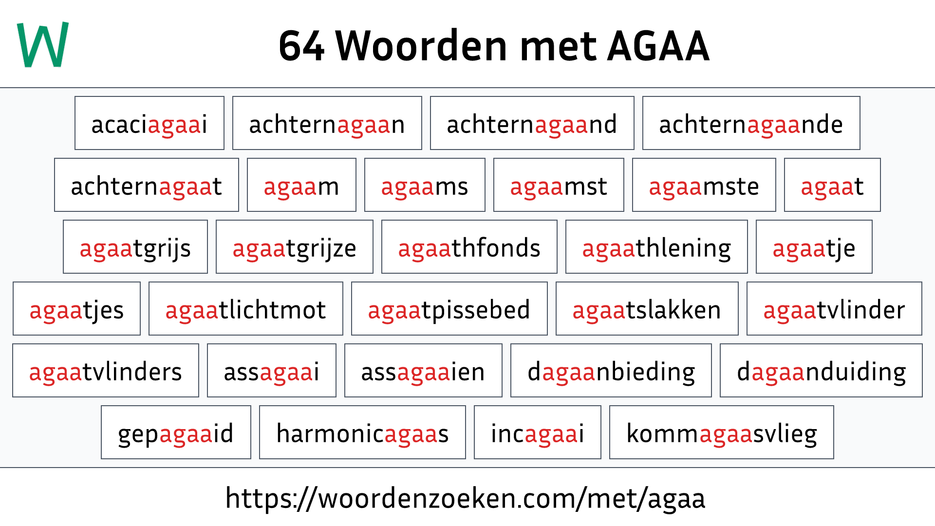 Woorden met AGAA