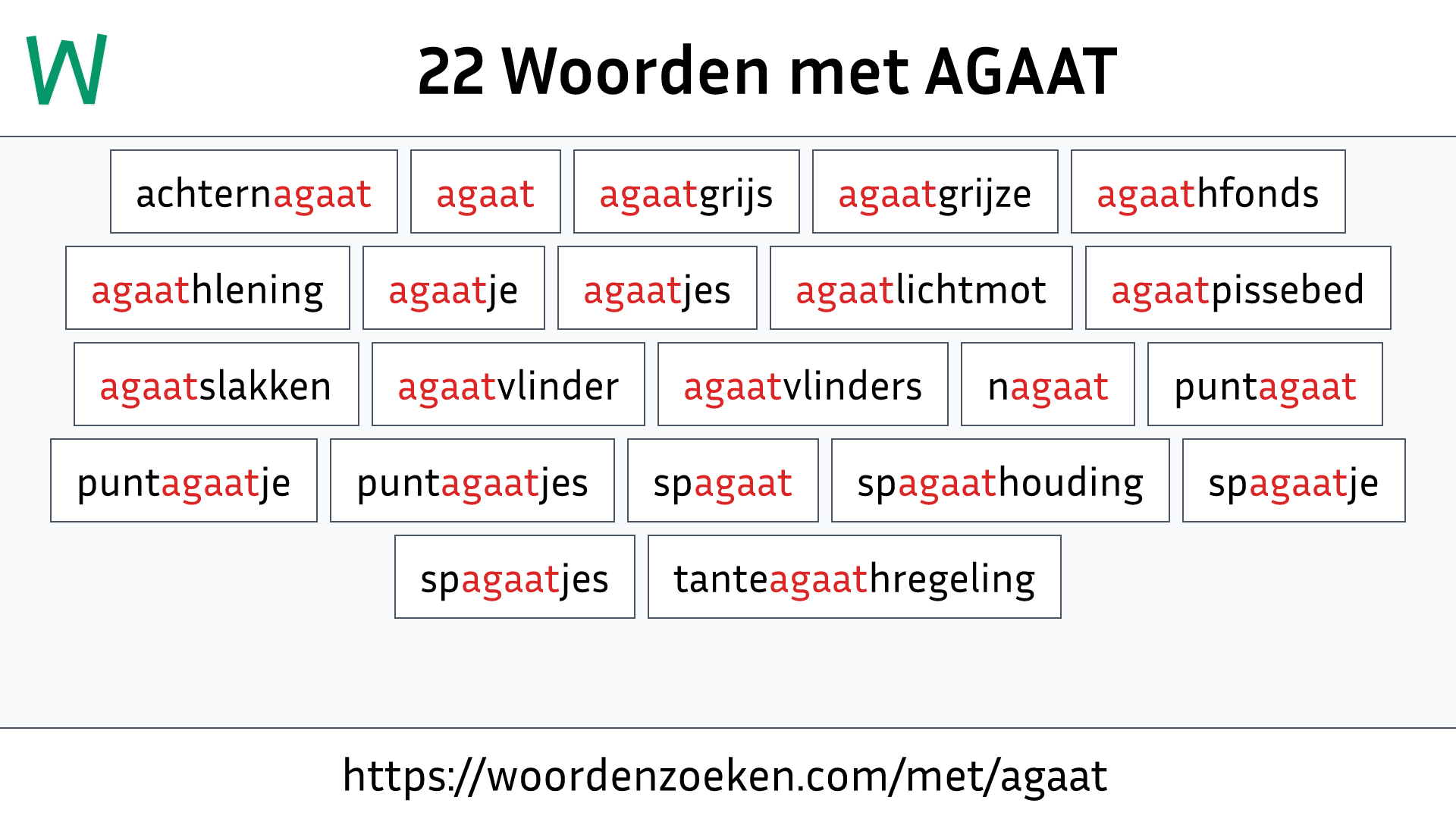 Woorden met AGAAT