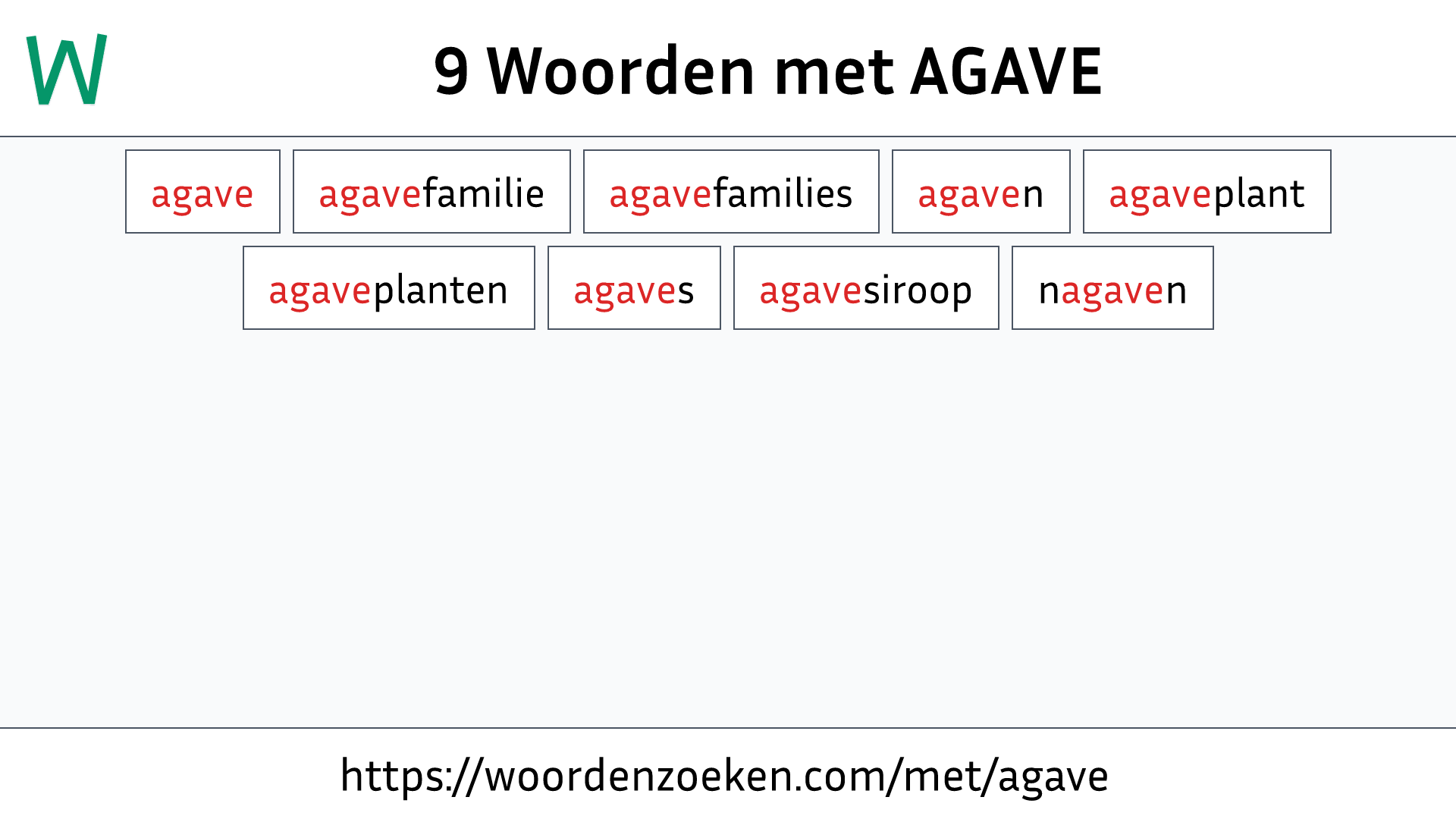 Woorden met AGAVE