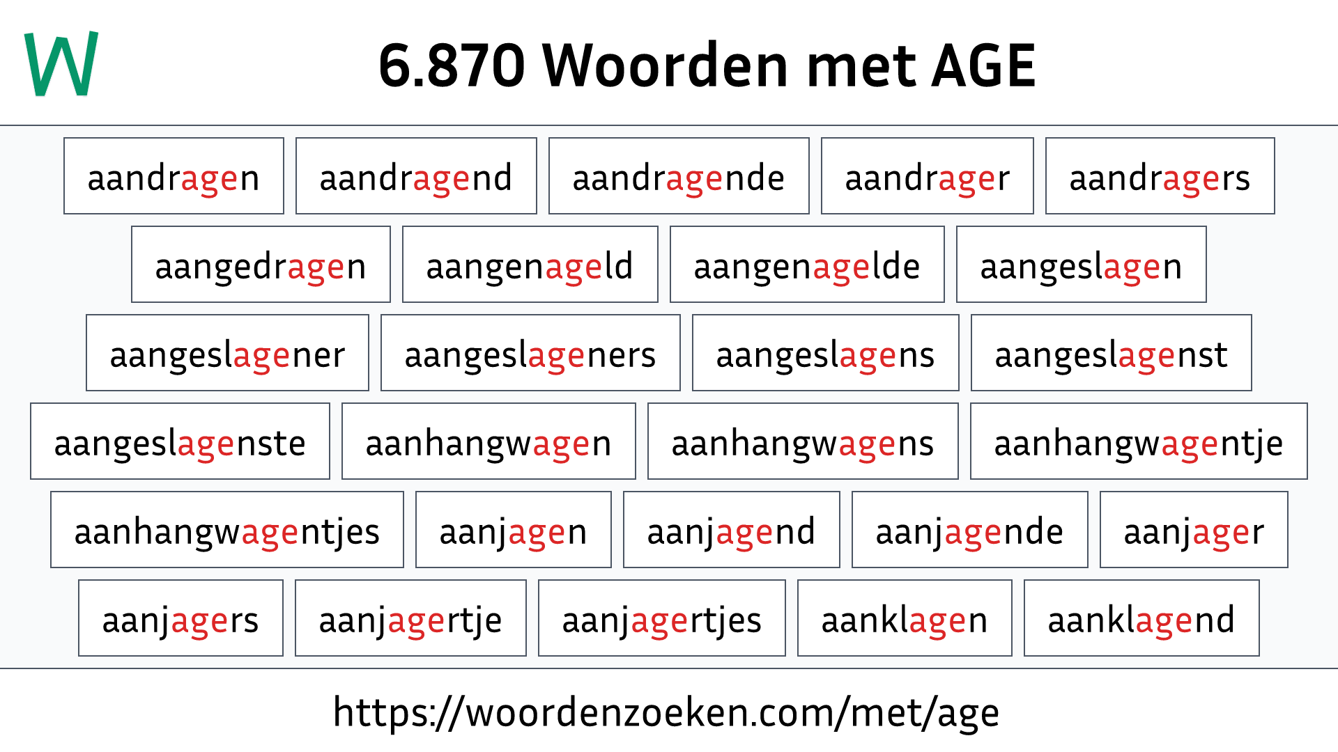 Woorden met AGE