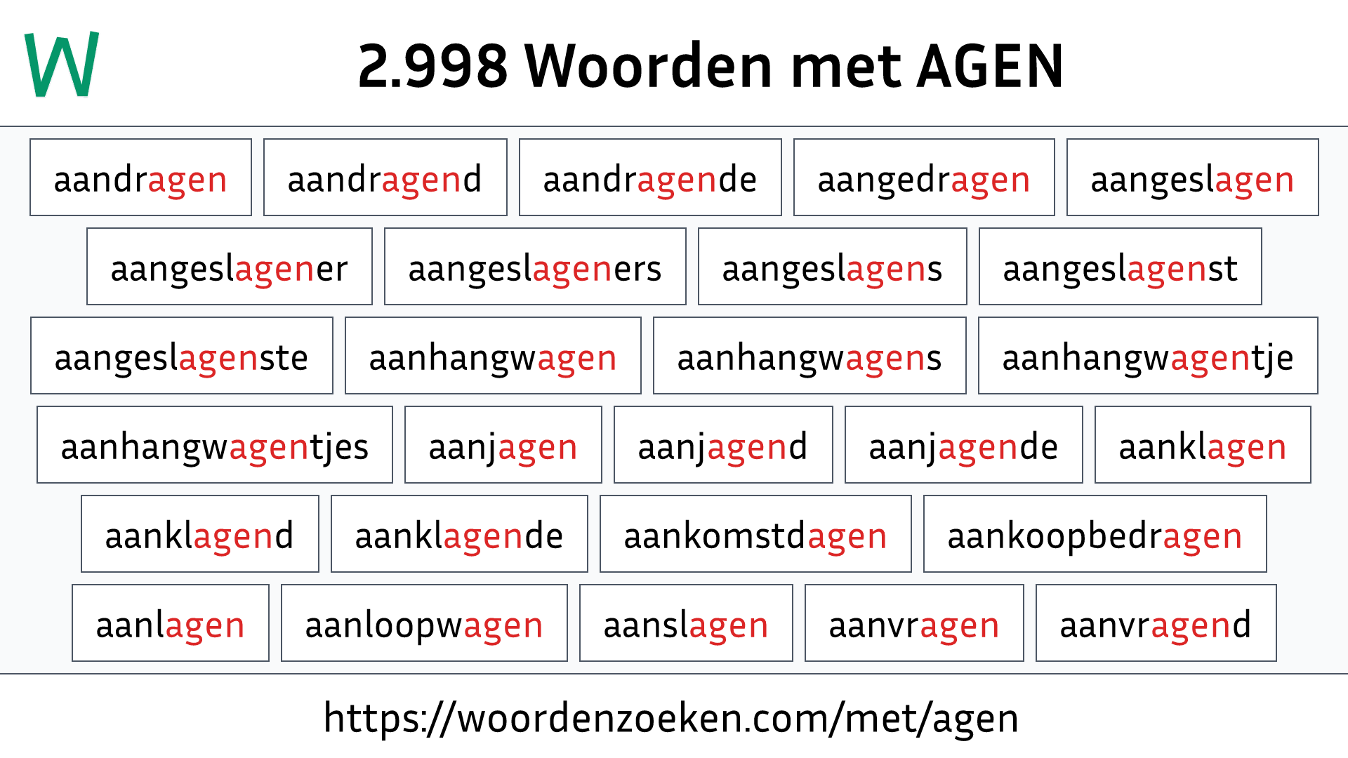 Woorden met AGEN