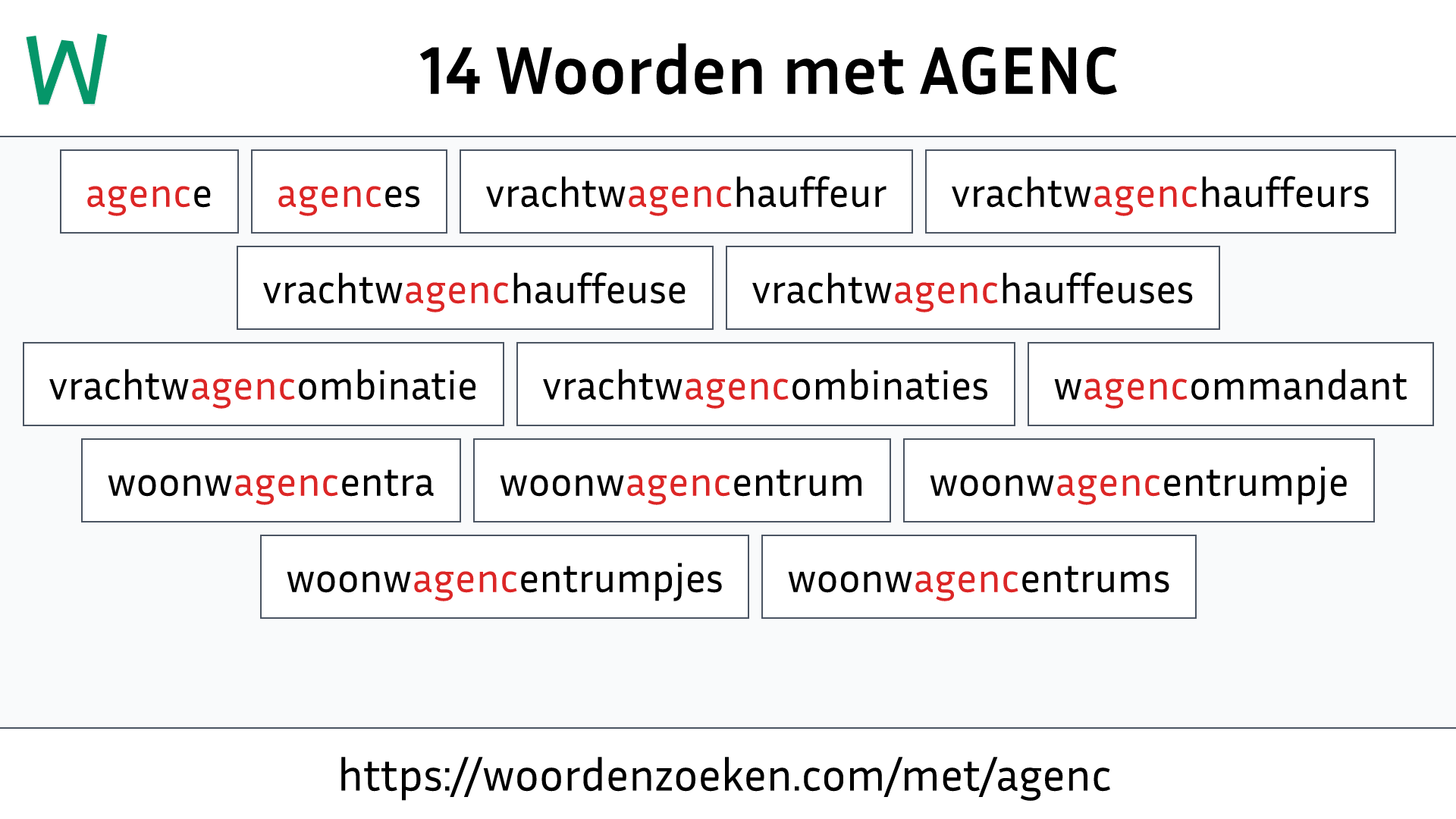 Woorden met AGENC