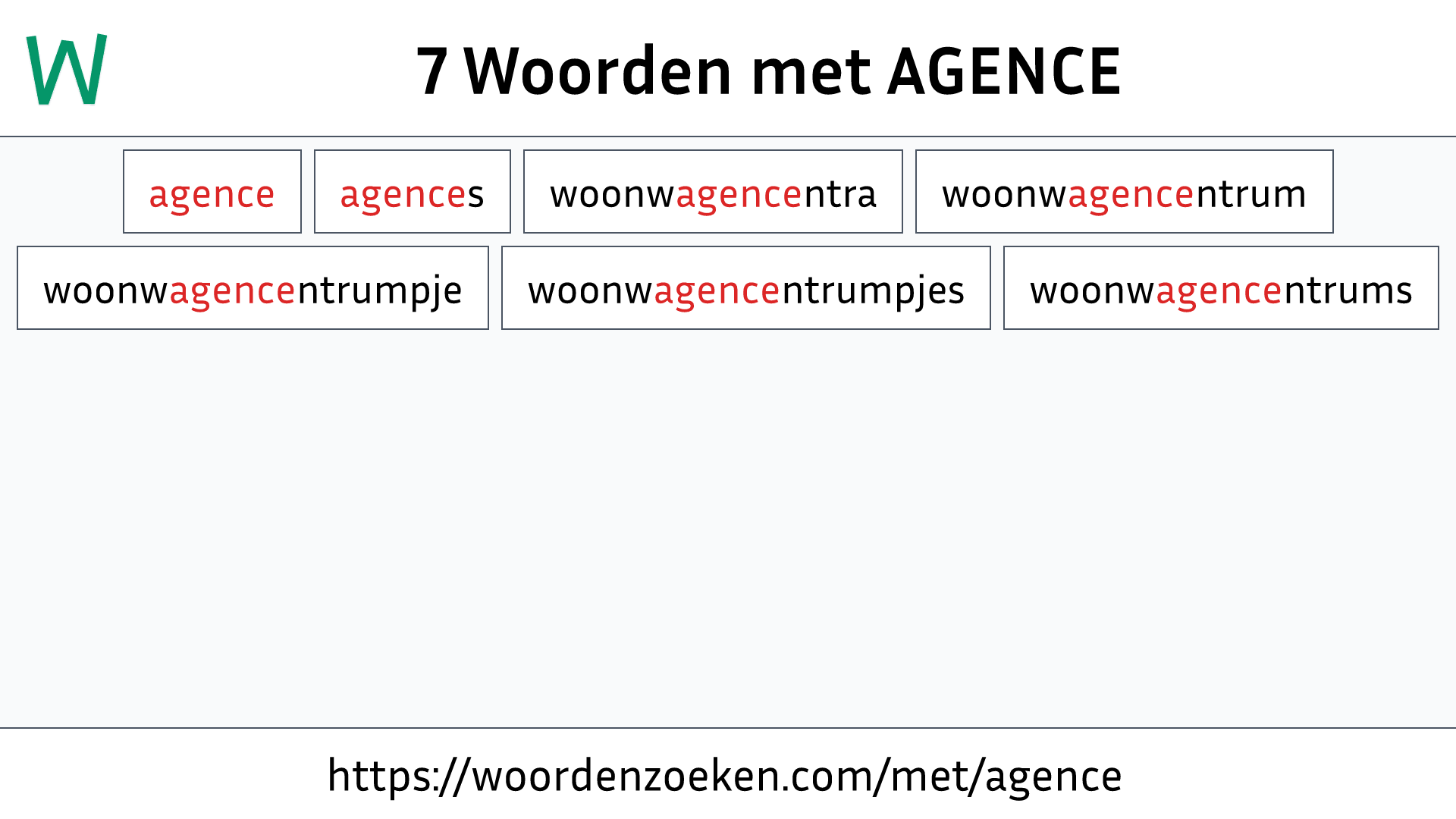 Woorden met AGENCE