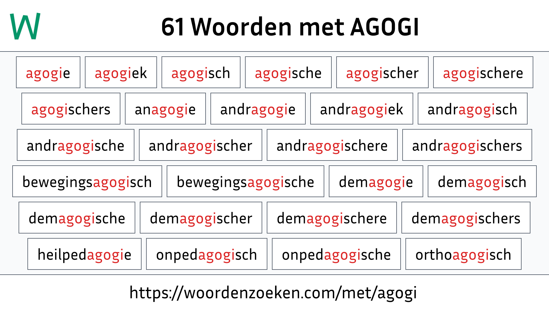 Woorden met AGOGI