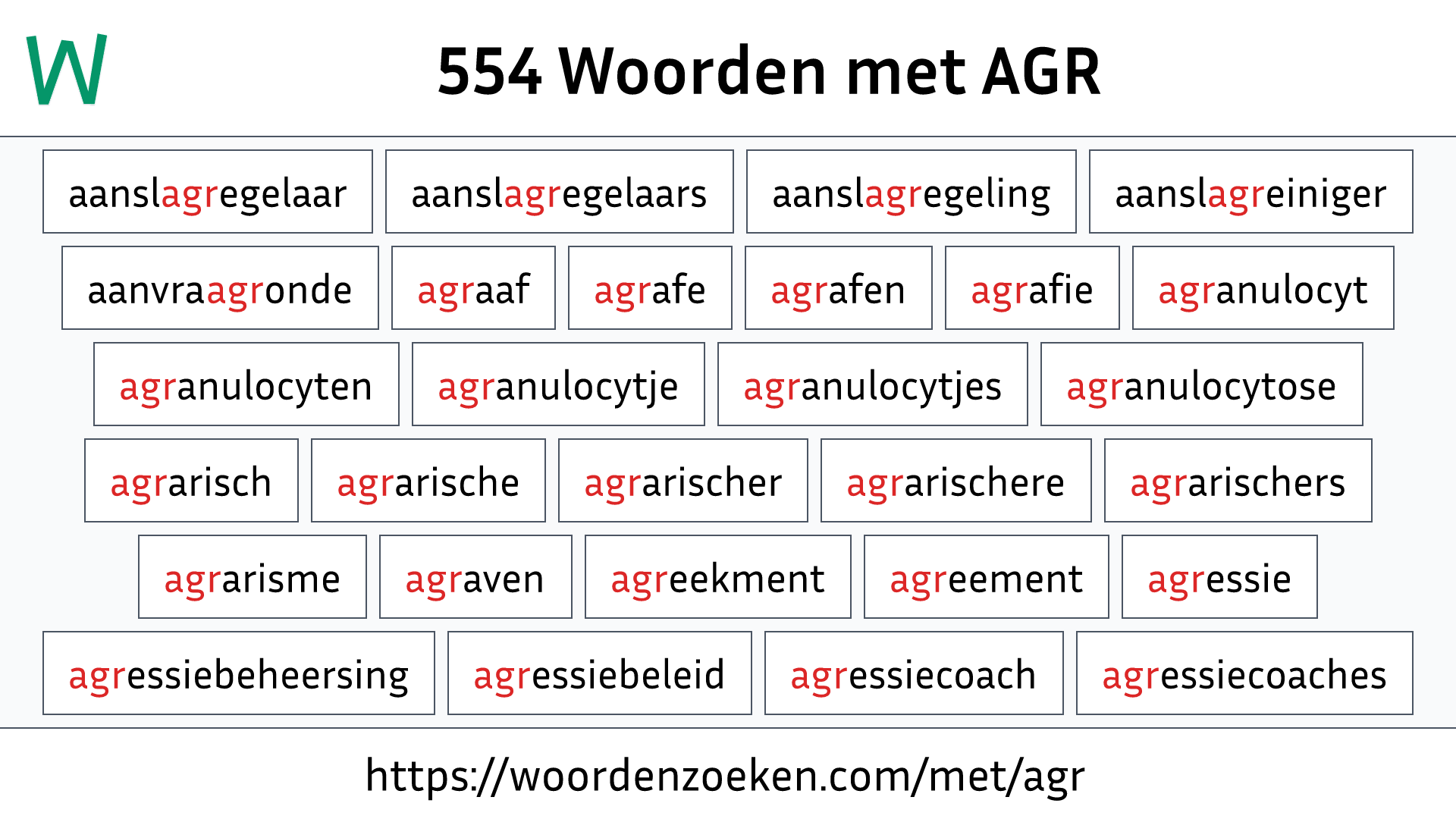 Woorden met AGR