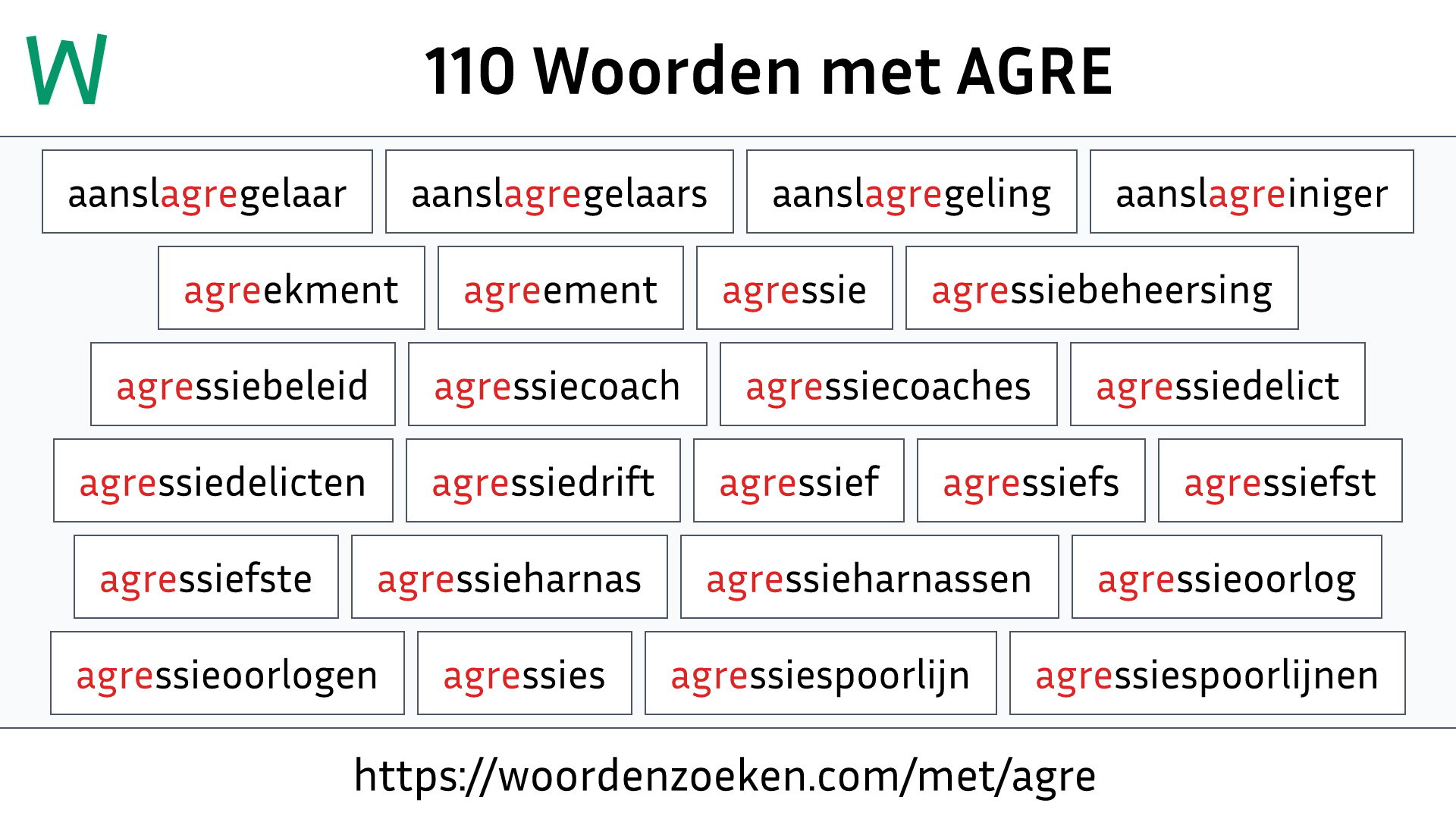 Woorden met AGRE