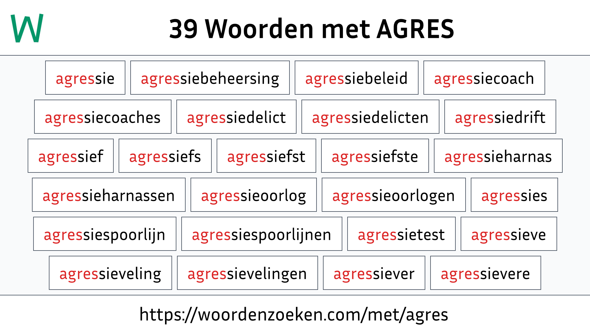 Woorden met AGRES