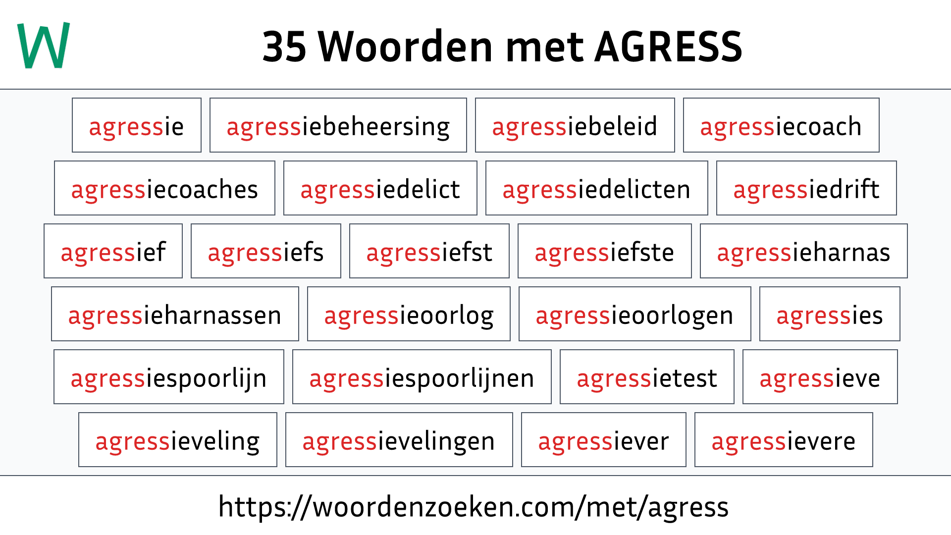 Woorden met AGRESS