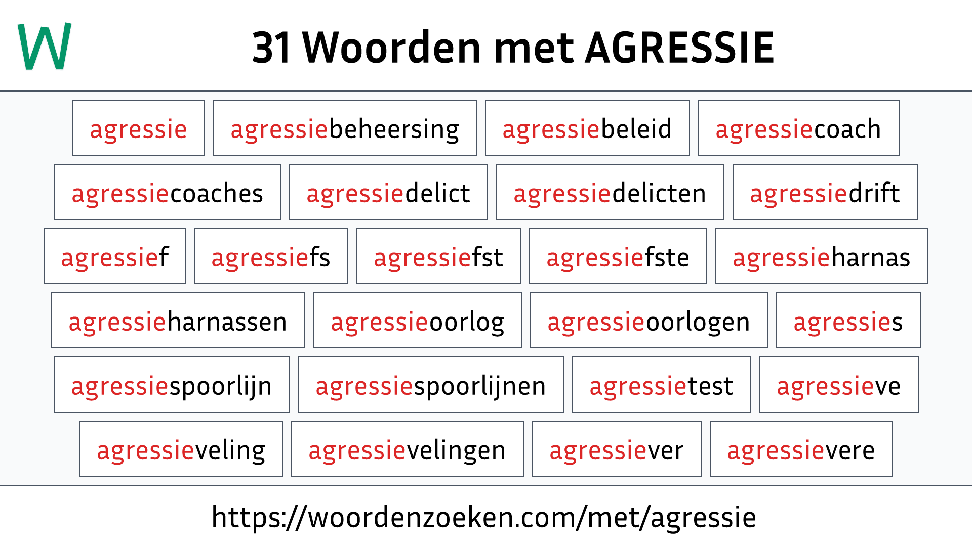 Woorden met AGRESSIE