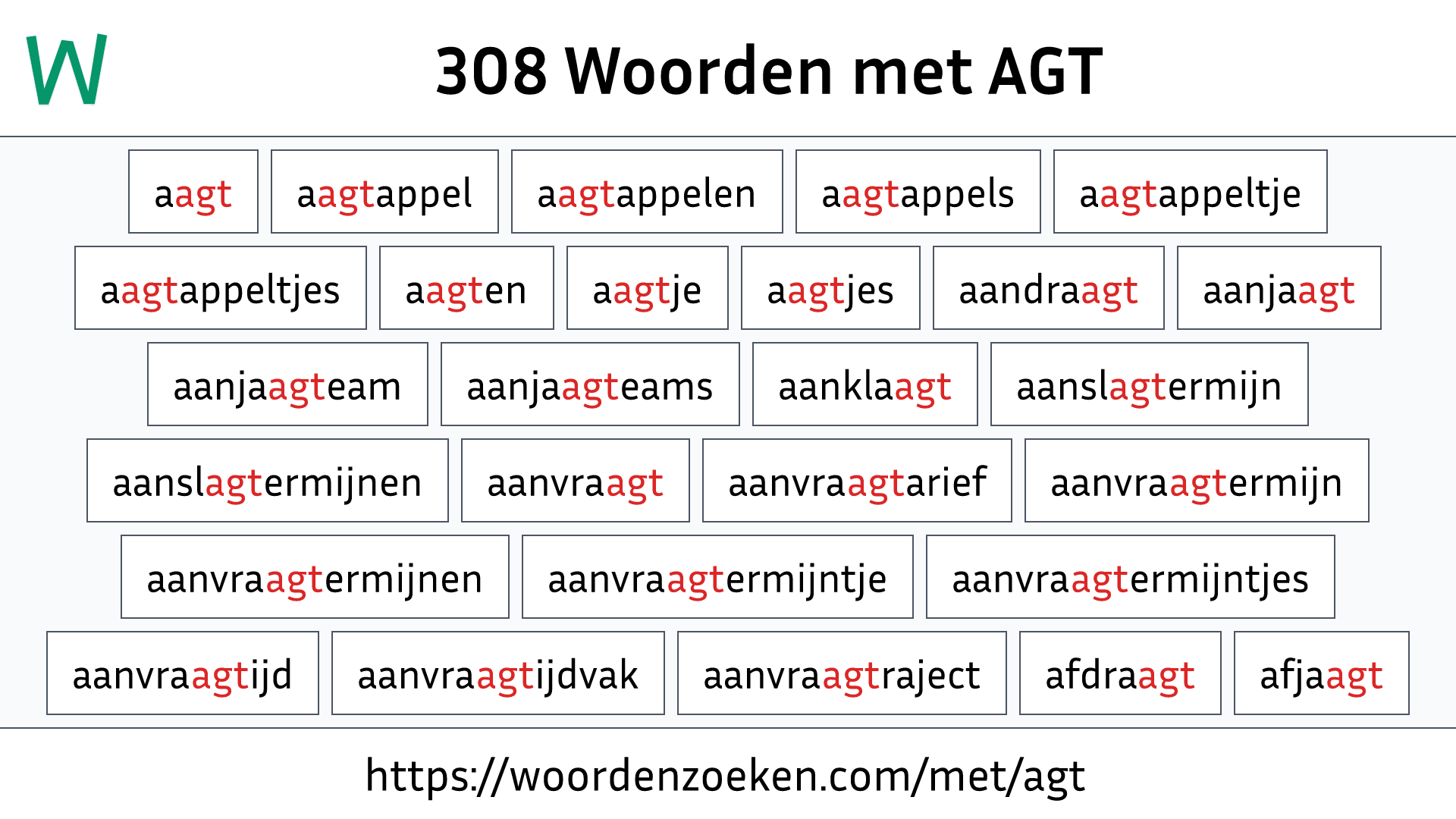 Woorden met AGT