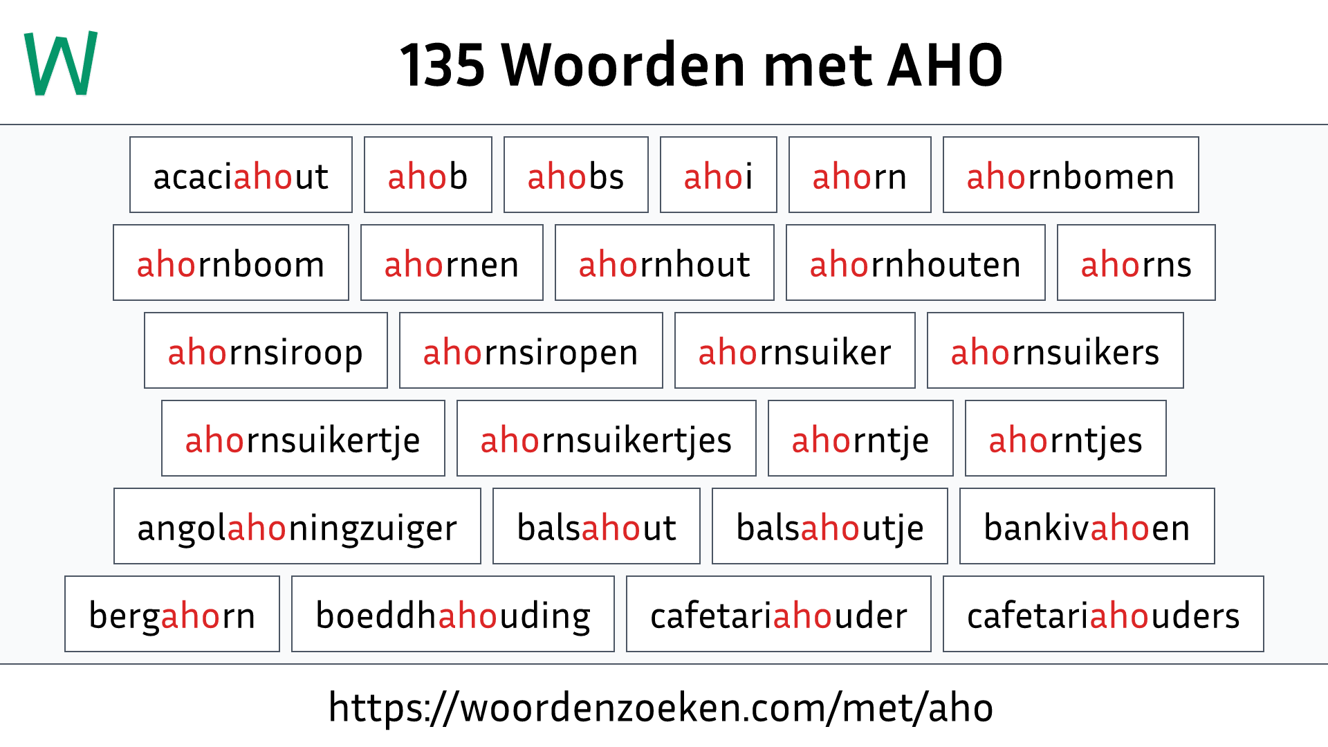 Woorden met AHO