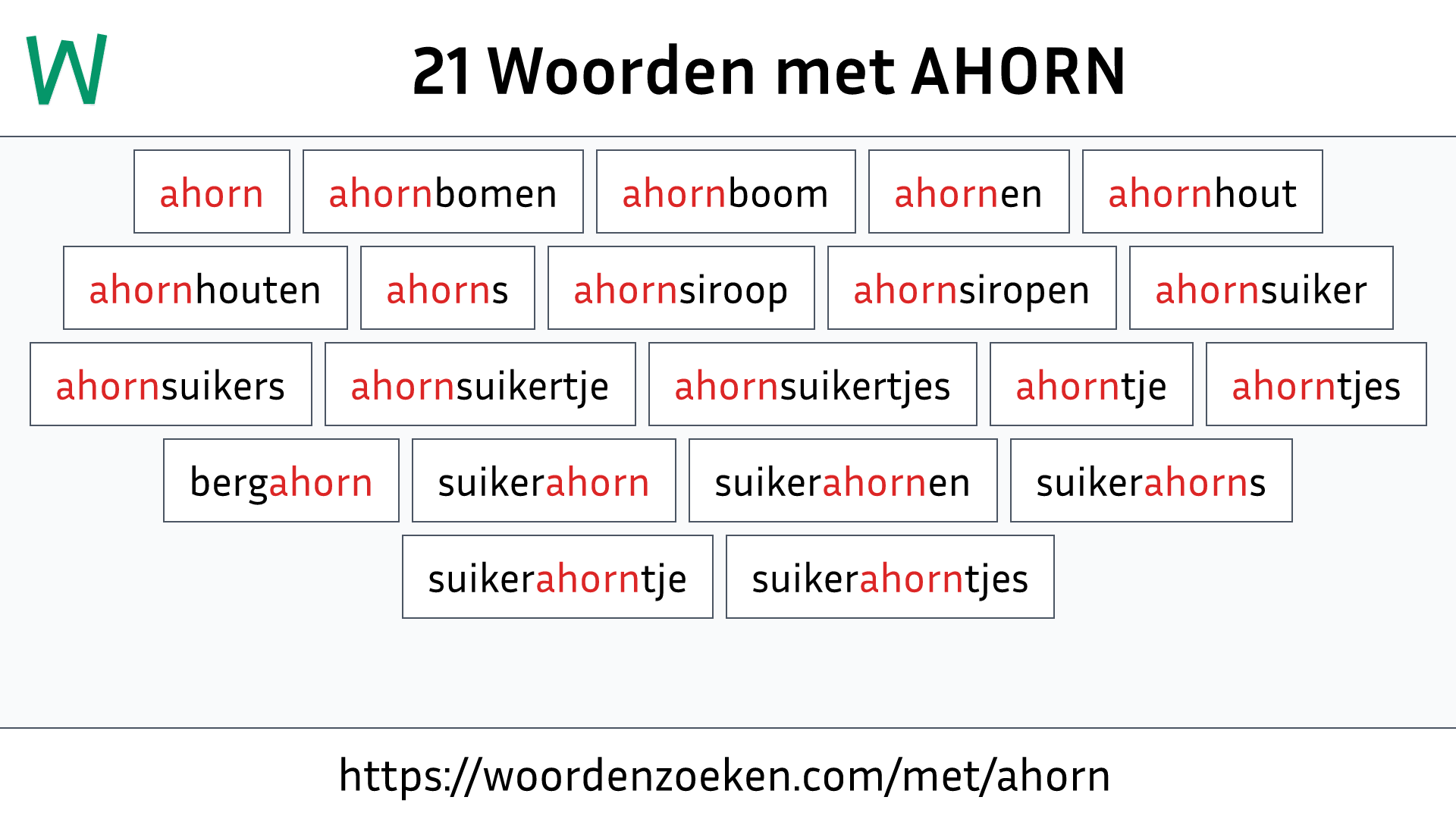 Woorden met AHORN