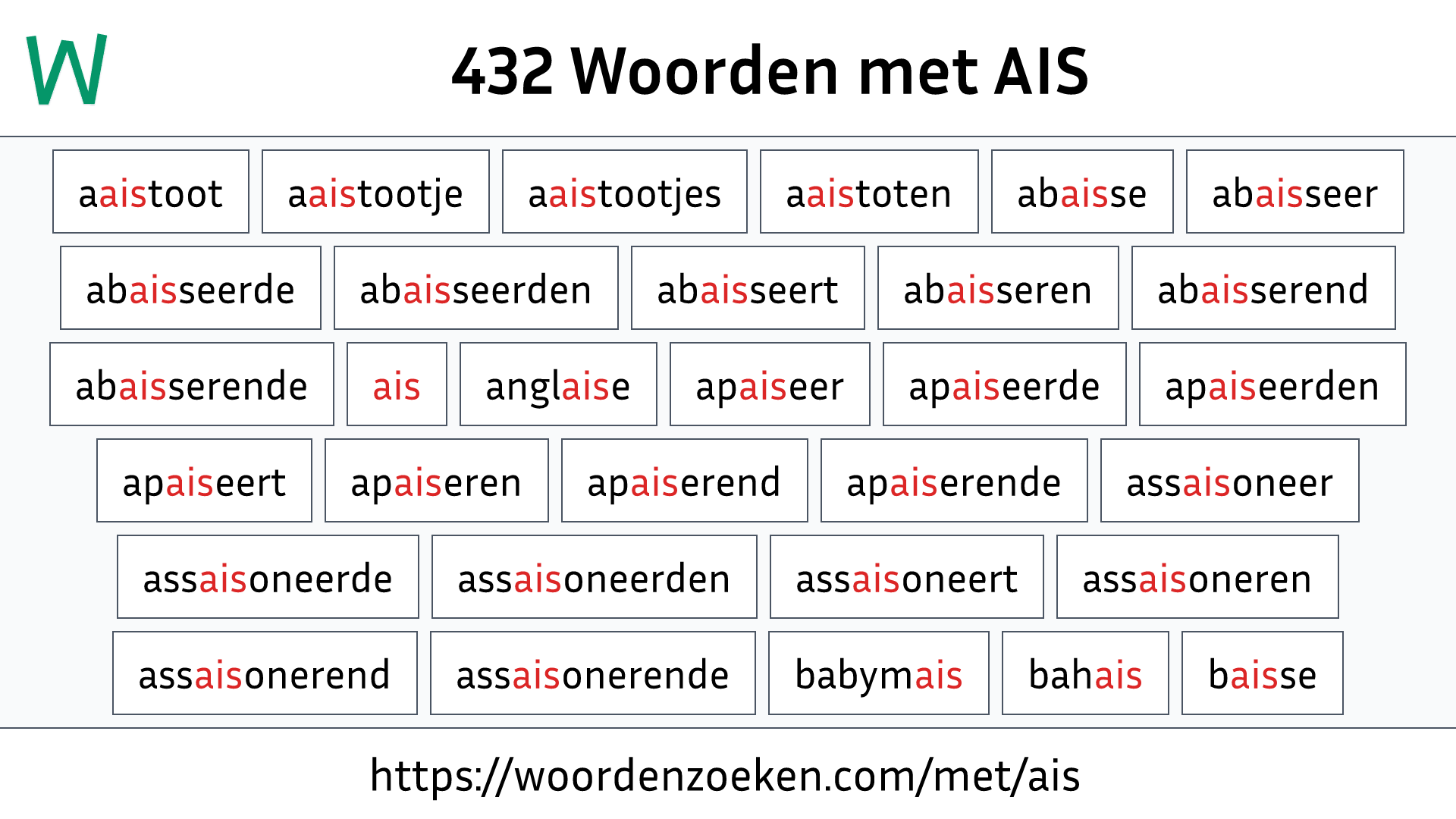 Woorden met AIS