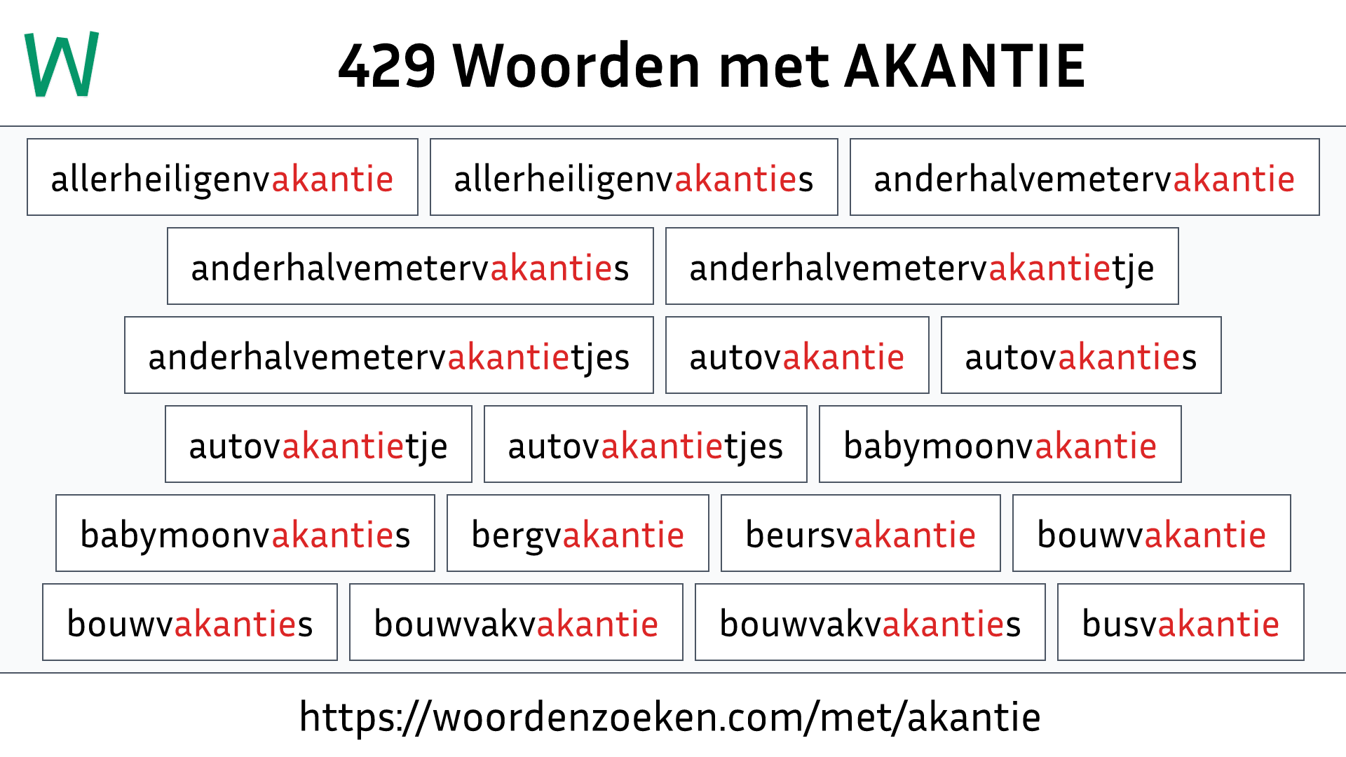 Woorden met AKANTIE