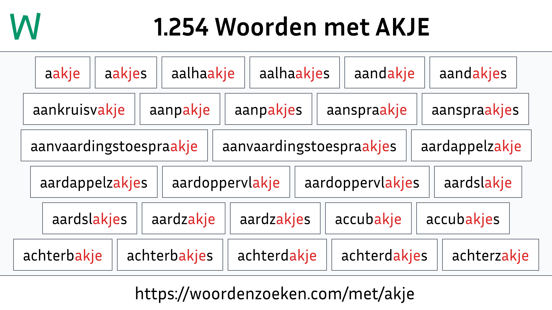 Woorden met AKJE