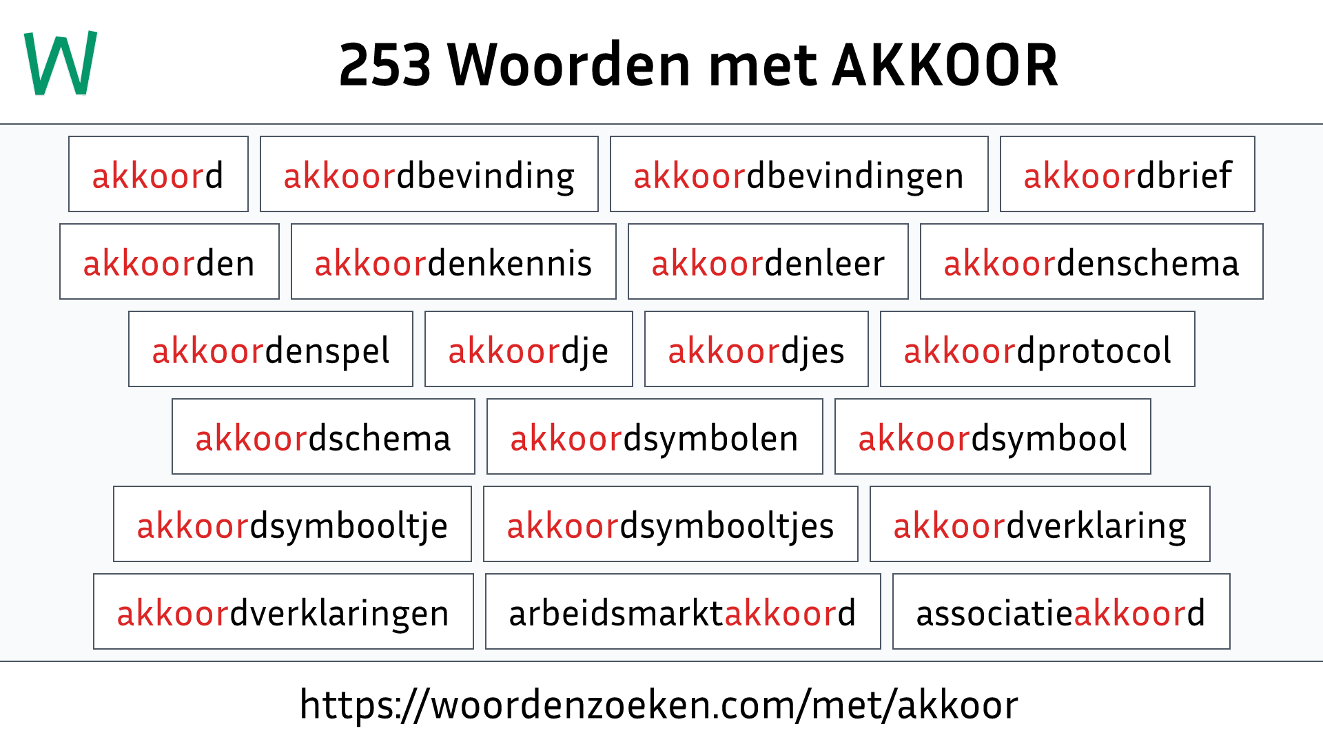 Woorden met AKKOOR