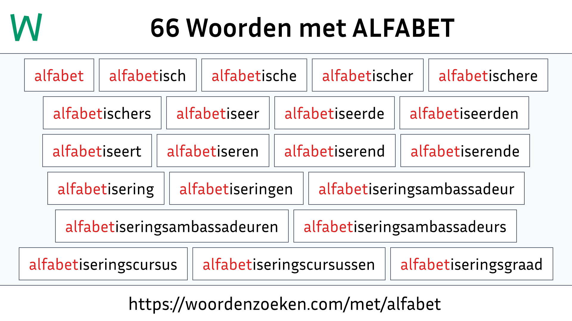 Woorden met ALFABET