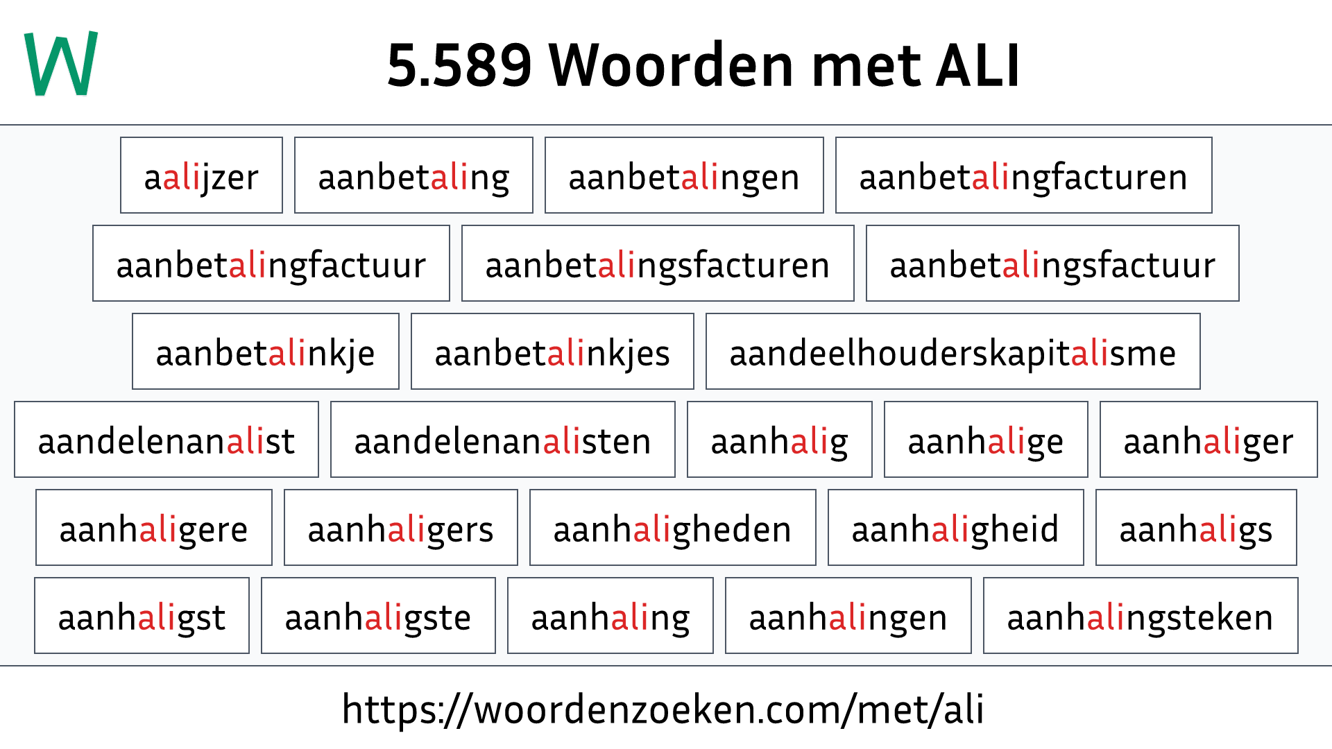 Woorden met ALI