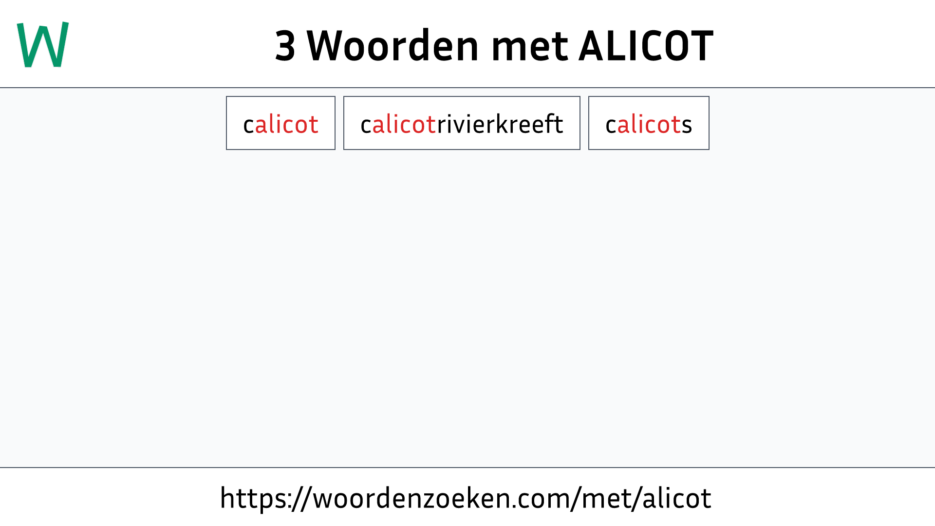 Woorden met ALICOT