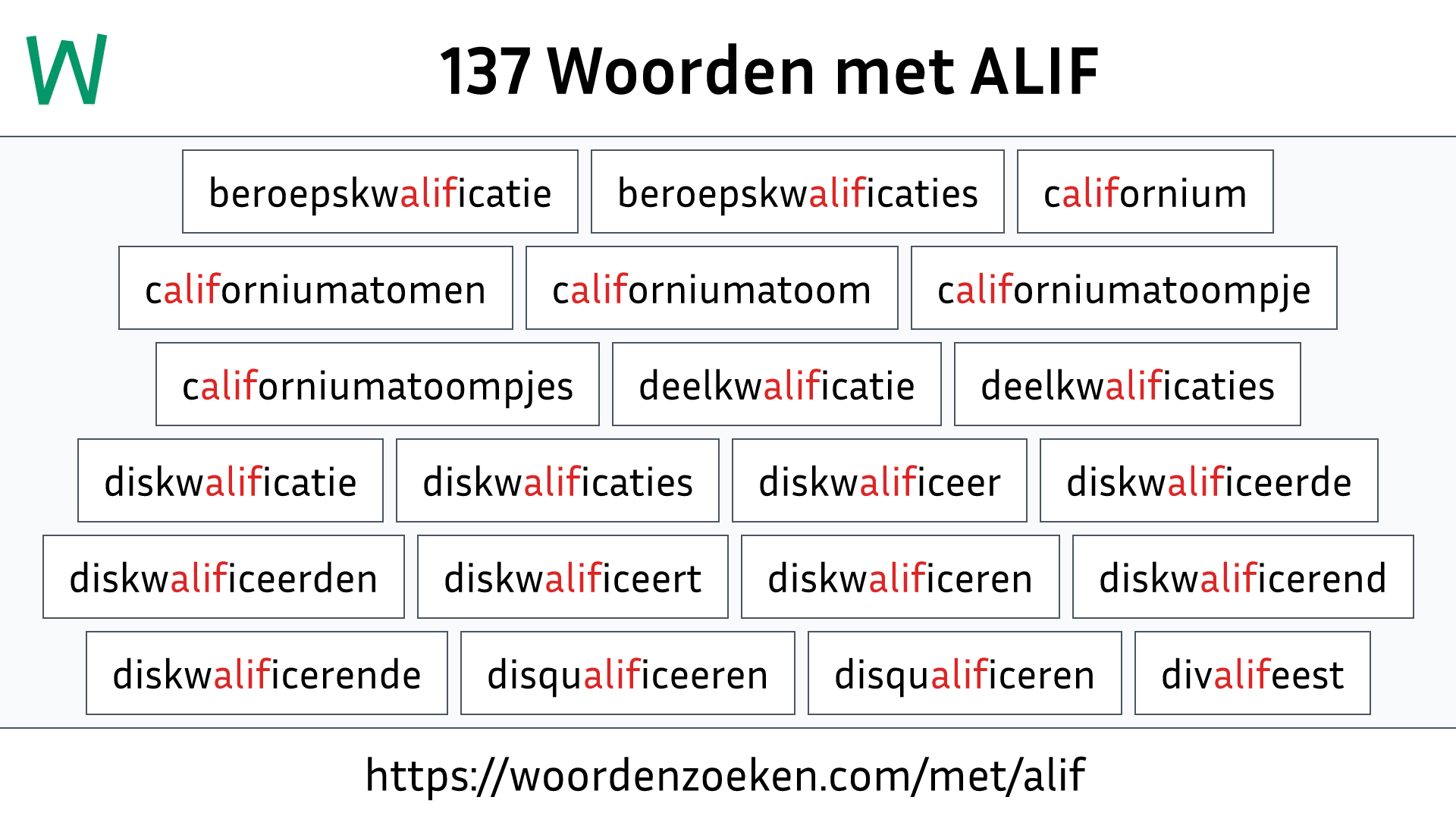 Woorden met ALIF