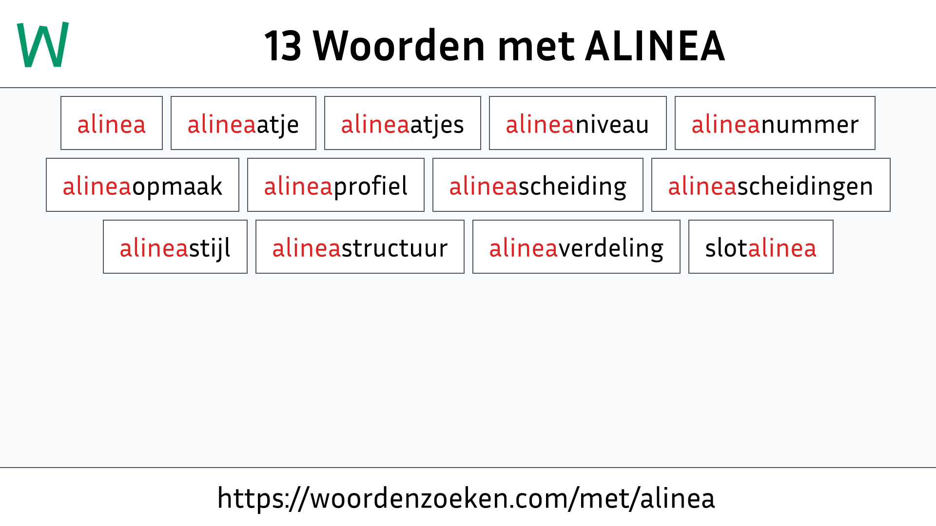 Woorden met ALINEA