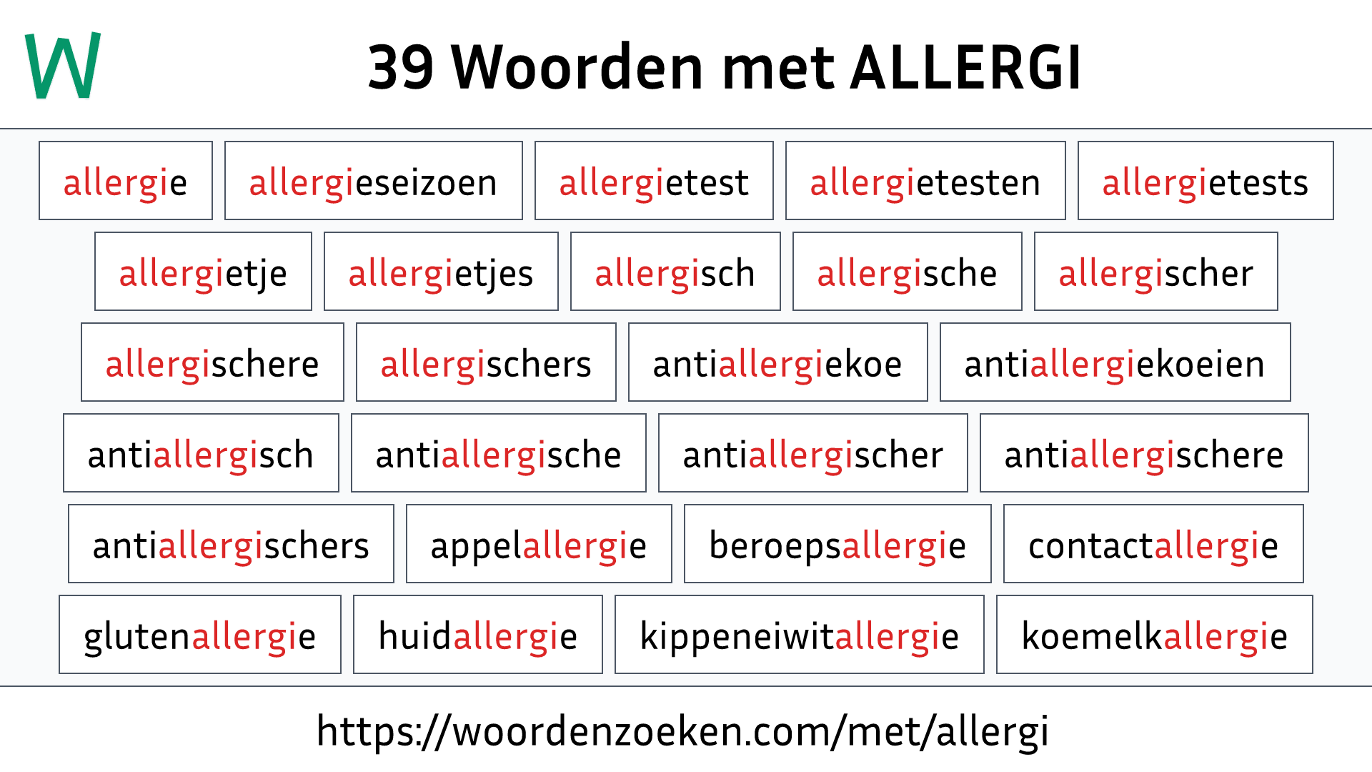 Woorden met ALLERGI