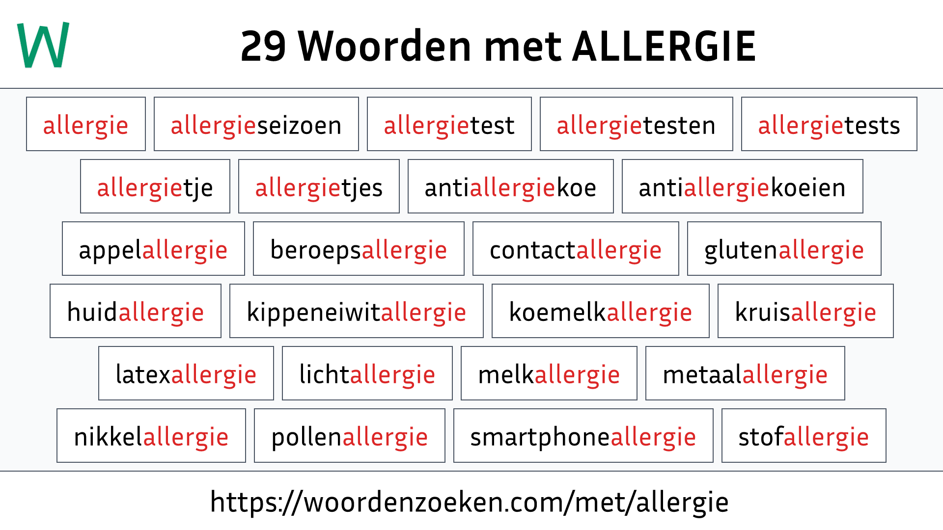 Woorden met ALLERGIE