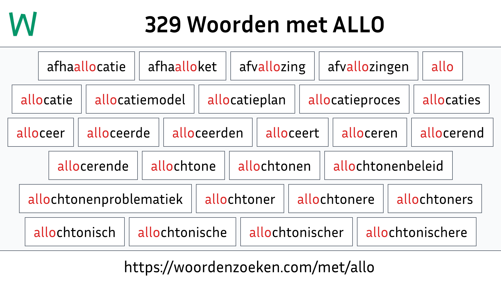 Woorden met ALLO