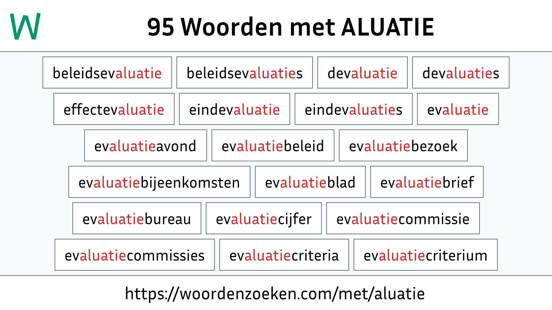 Woorden met ALUATIE