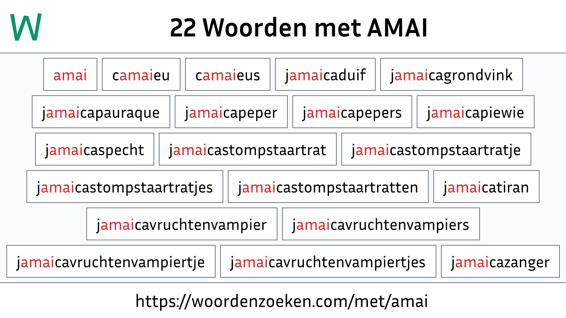 Woorden met AMAI