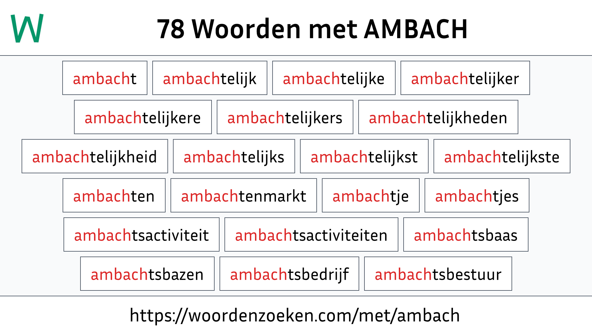 Woorden met AMBACH