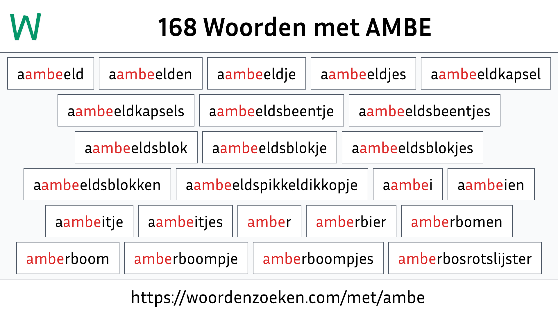 Woorden met AMBE