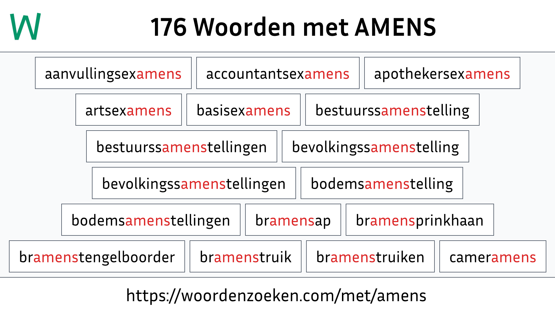 Woorden met AMENS