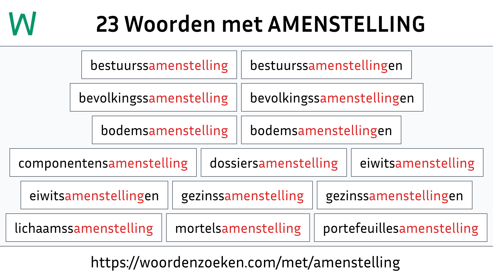 Woorden met AMENSTELLING