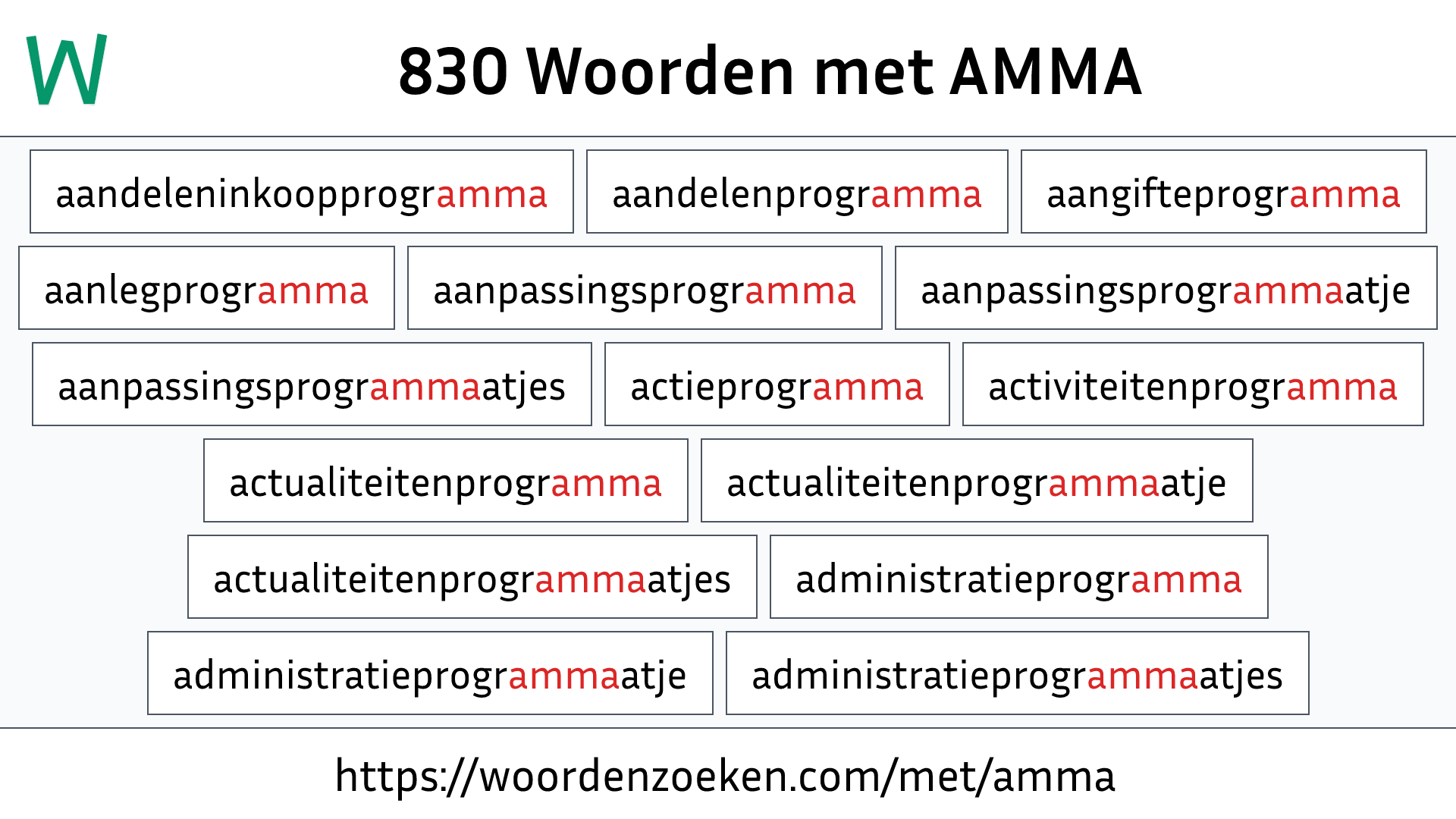 Woorden met AMMA
