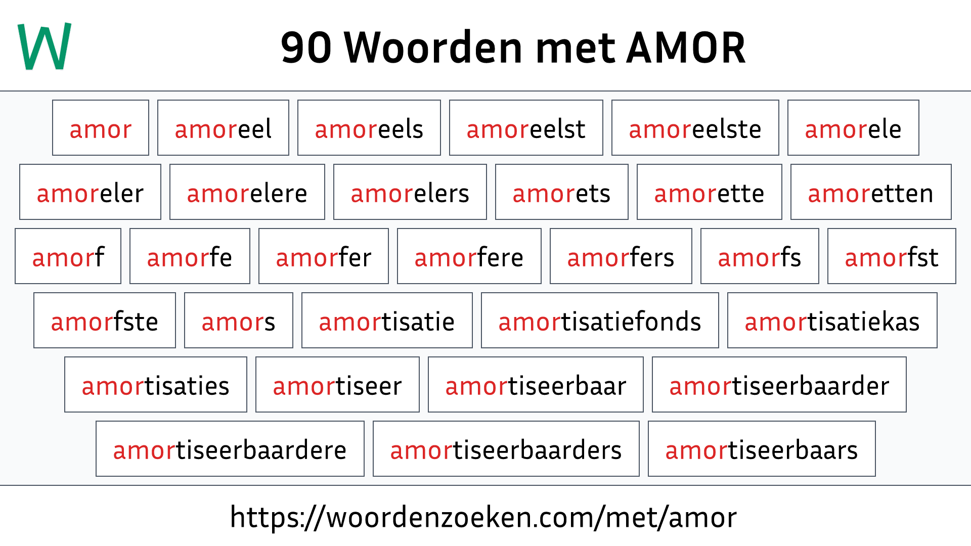 Woorden met AMOR