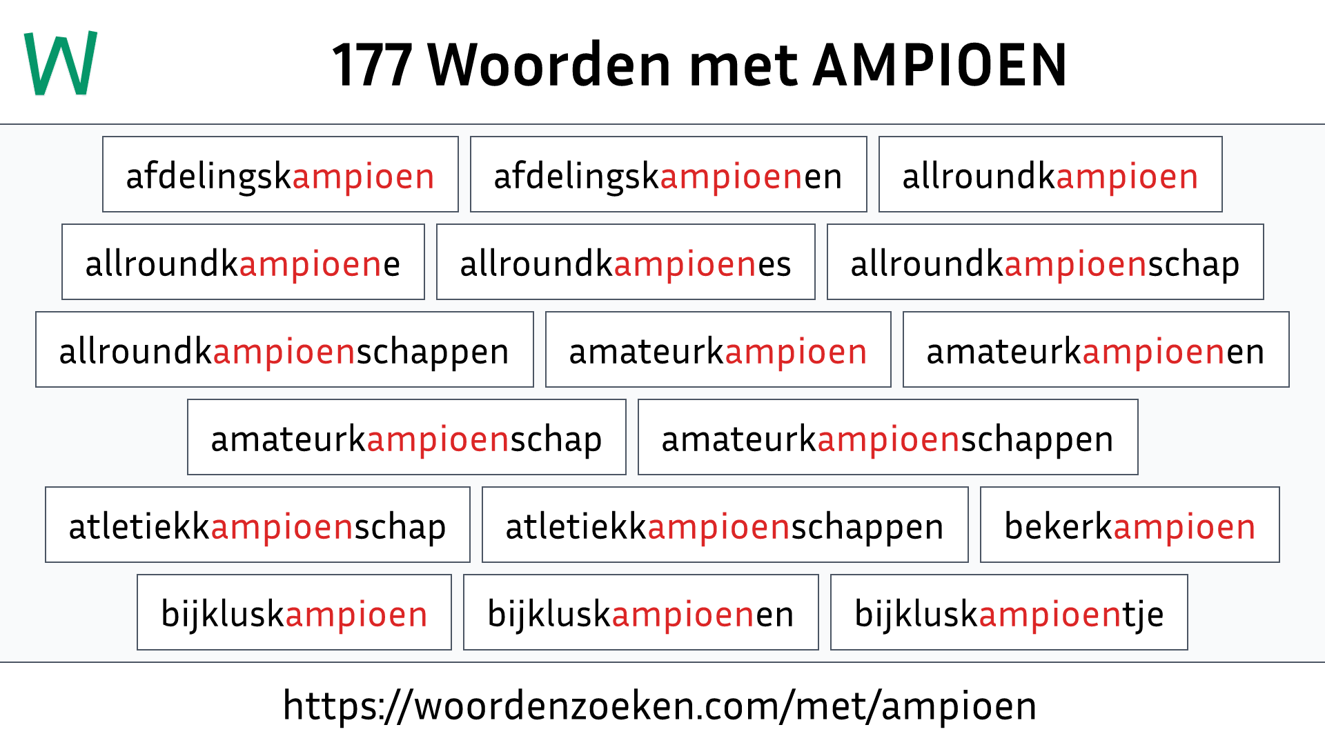 Woorden met AMPIOEN