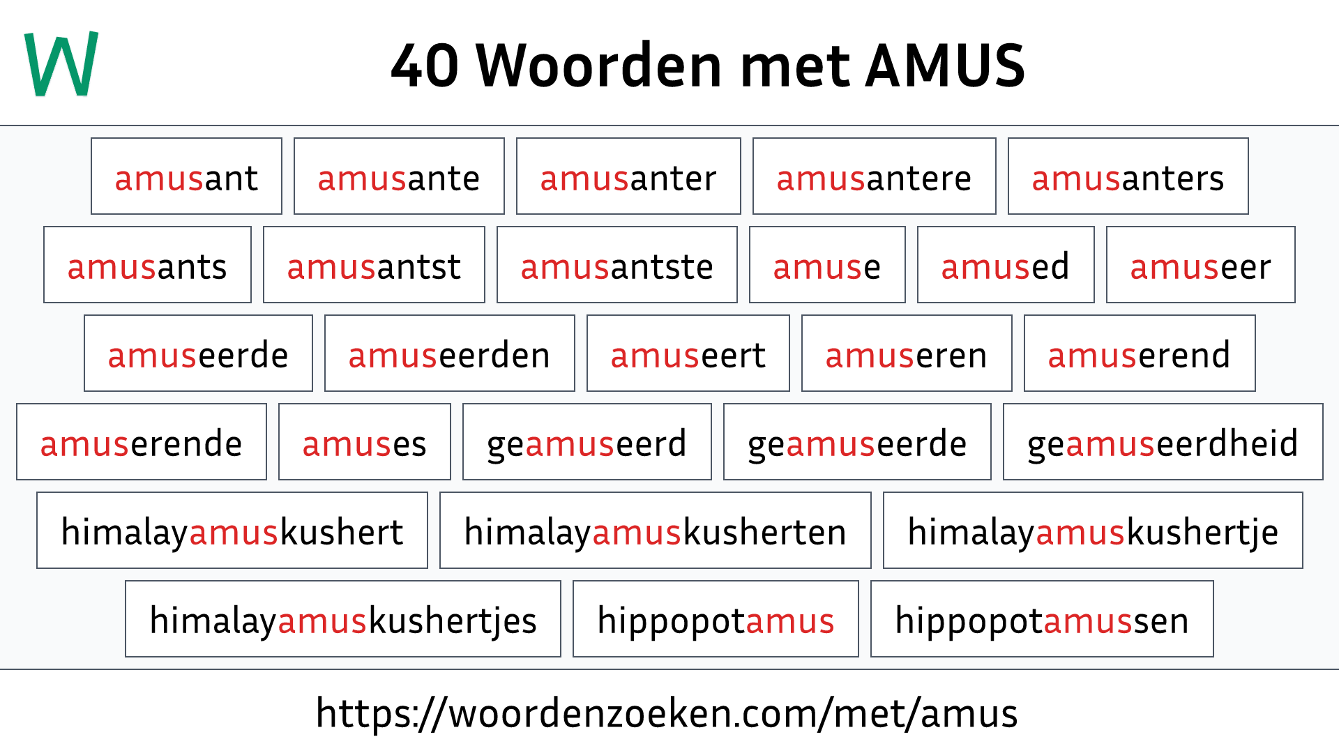 Woorden met AMUS