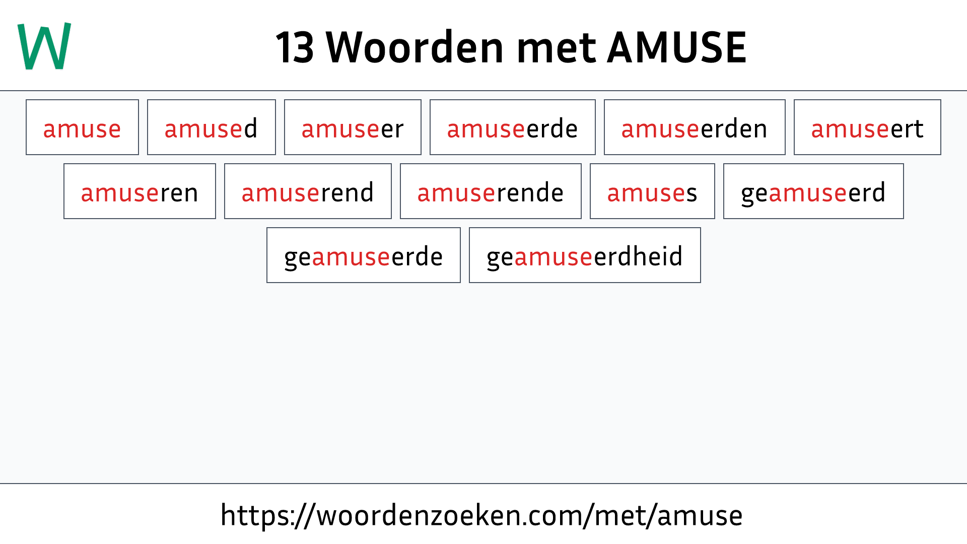 Woorden met AMUSE