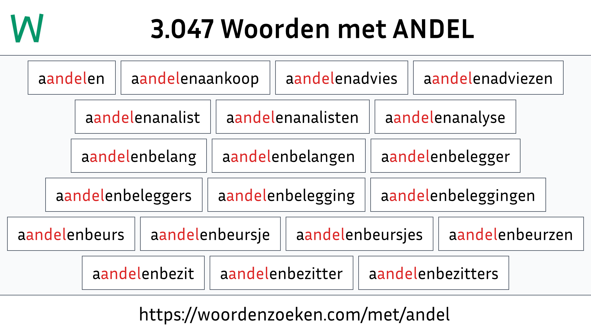 Woorden met ANDEL