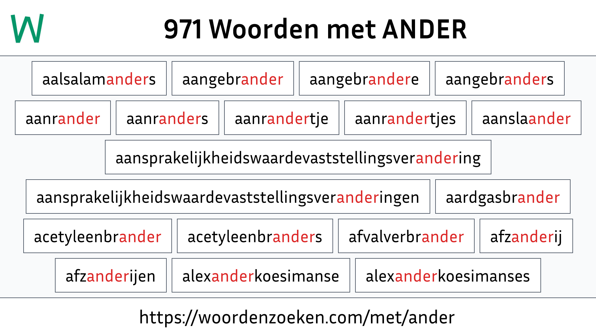 Woorden met ANDER